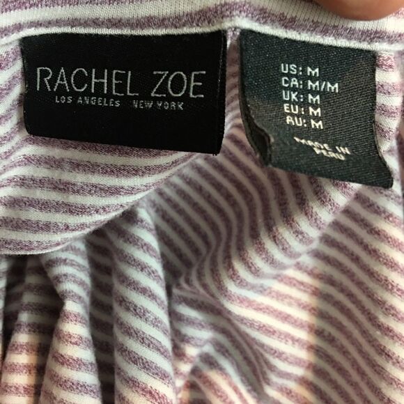 Rachel Zoe striped purple twist front tee top M - Picture 4 of 6